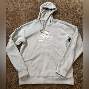 Adidas Textured Hoodie Men’s Size Medium Polyester Light Gray Pullover EUC
